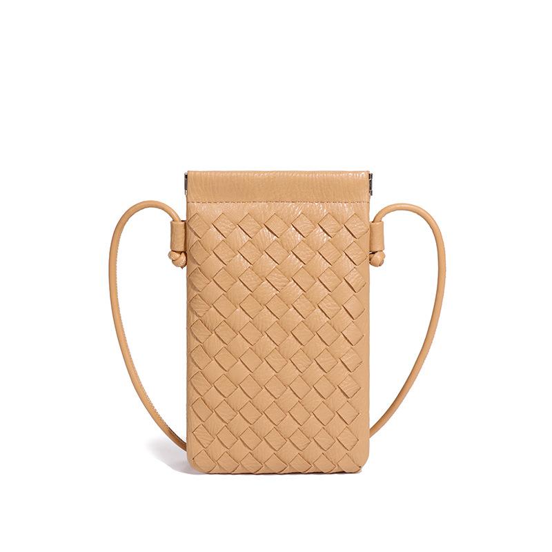 

Вертикальная маленькая квадратная сумка для мобильного телефона, модная плетеная сумка ручной работы, мини и милая однотонная сумка через плечо