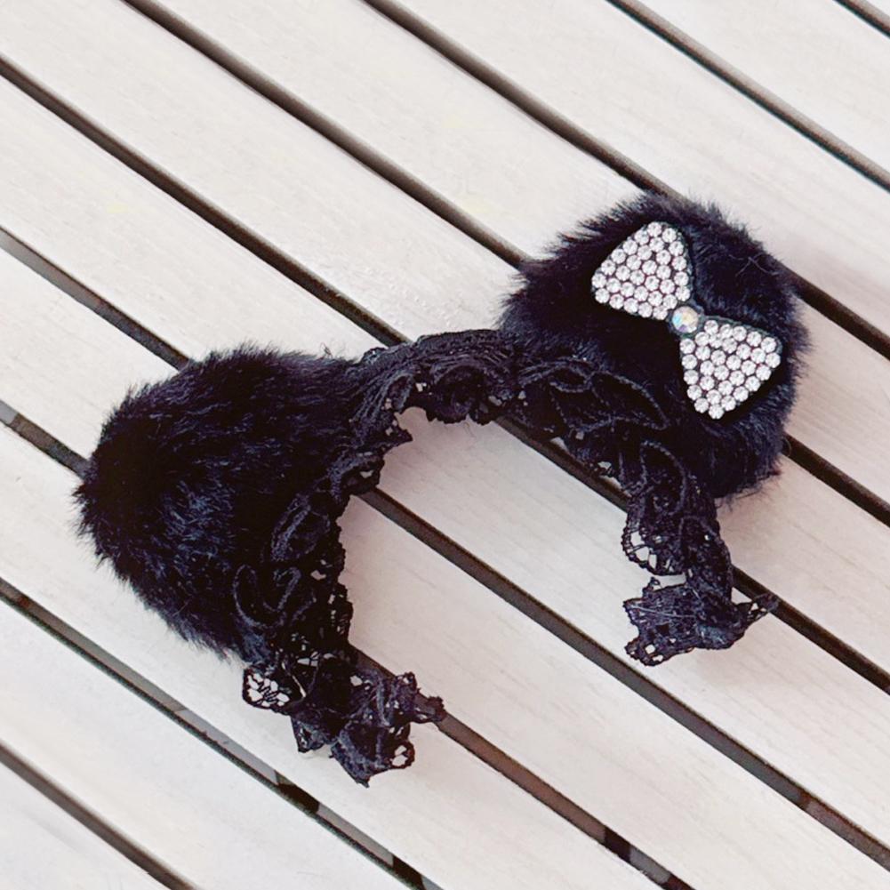 Suitable for 17cm Labubu Doll Clothes Fashion Clothing Black Cat Hair Clip with Pearl Choker Necklace Mini Cute Doll Fashion Accessories