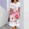 Rochie Midi Elegantă de Damă cu Mânecă Scurtă, Modă, Imprimeu 3D, Mărimi Mari, Îmbrăcăminte de Plajă
