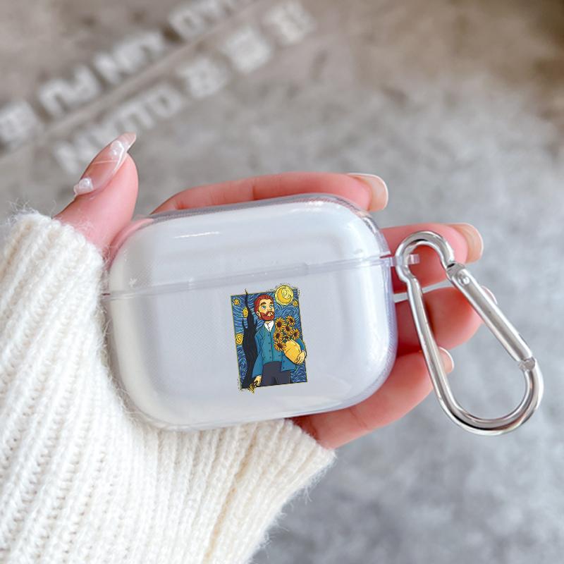 Case for Apple Airpods 2 1 Earphone Cases With Hook Art Aesthetic Vincent Van Gogh Starry For Airpod Pro 3 Pro2 Clear Covers