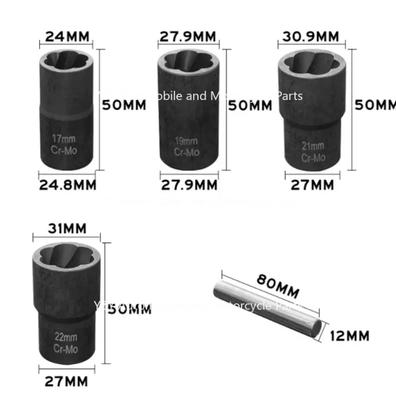 Extractor de tornillos para neumáticos, 5 unidades, con impacto giratorio, para tuercas dañadas, pernos y neumáticos de 1/2 pulgada, llave de tubo para extracción de tornillos y tuercas.