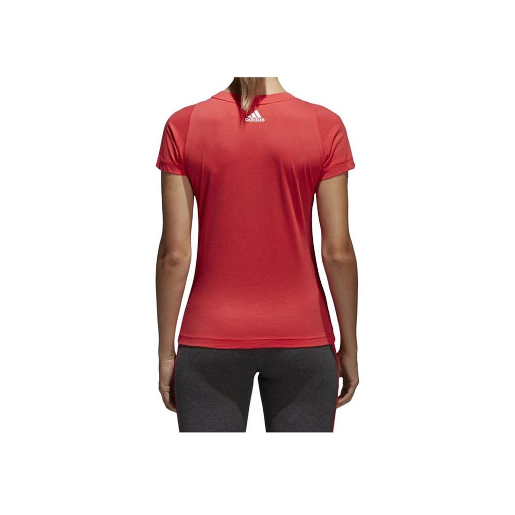 Adidas Classic Big Logo Print Short Sleeve T-Shirt Women Tops Natural-Coral-Pink CF8822