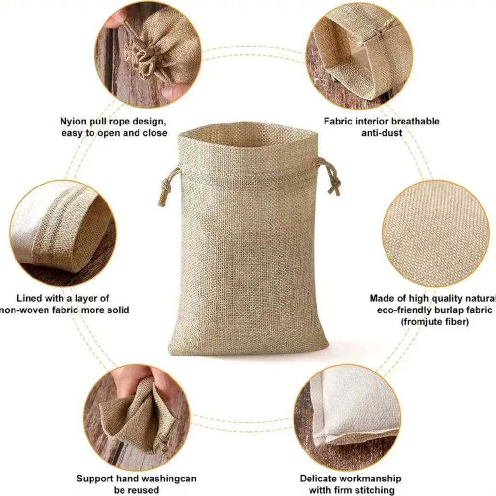 30pcsSet, Premium Burlap Gift Bags with Drawstring and Gift Tags String, 4x6 Inch Reusable Gift Bags, Burlap Bags, Linen Sac