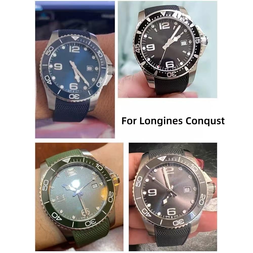 [Sign Metou] Watch Band 21mm Longines HydroConquest L3.696740742743744781782783883 Men's Replacement Waterproof Silicone Strap (Green)