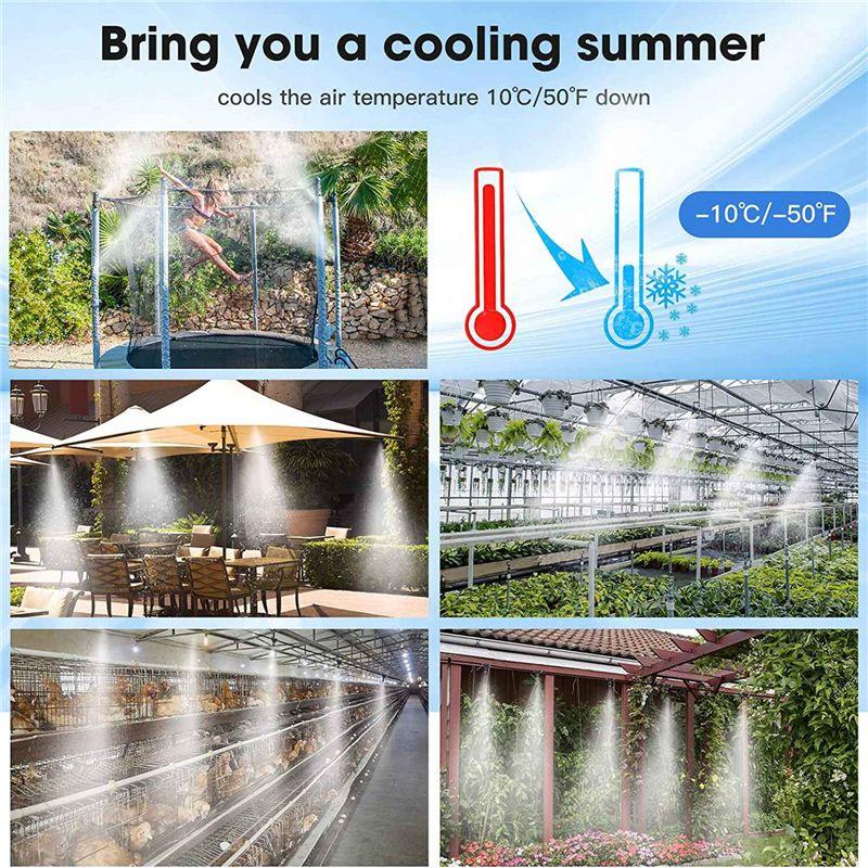 M-Modern-Outdoor Misting System Garden Sprinkler 33FT(10M), DIY Misting Line, 12Pcs Brass Nozzle (3/4Inch), Garden Greenhouse Tr