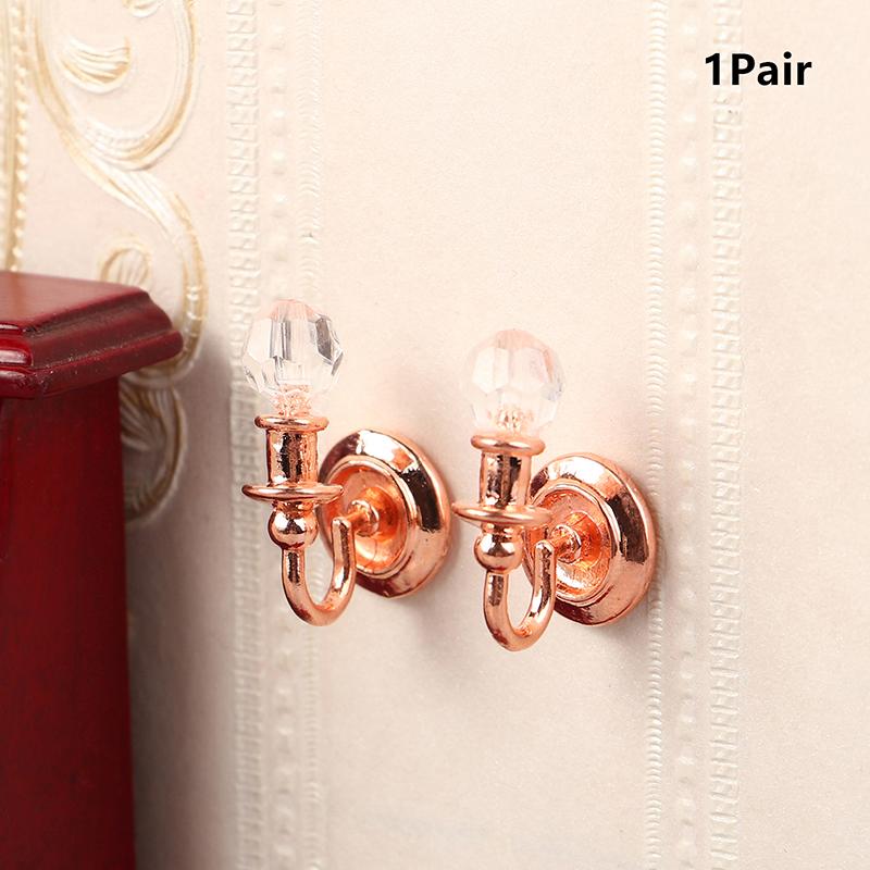 1Pair 1:12 Dollhouse Miniature Wall Light Lamp Home Furniture Model Decor Toy