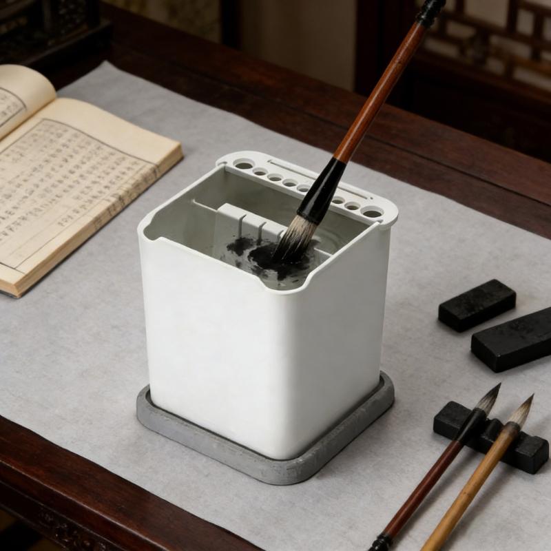 2 in 1 Modeling Brush Holders and Cleaner with Double Compartments Absorbent Pad for DIY and Hobbies Painting Enthusiasts