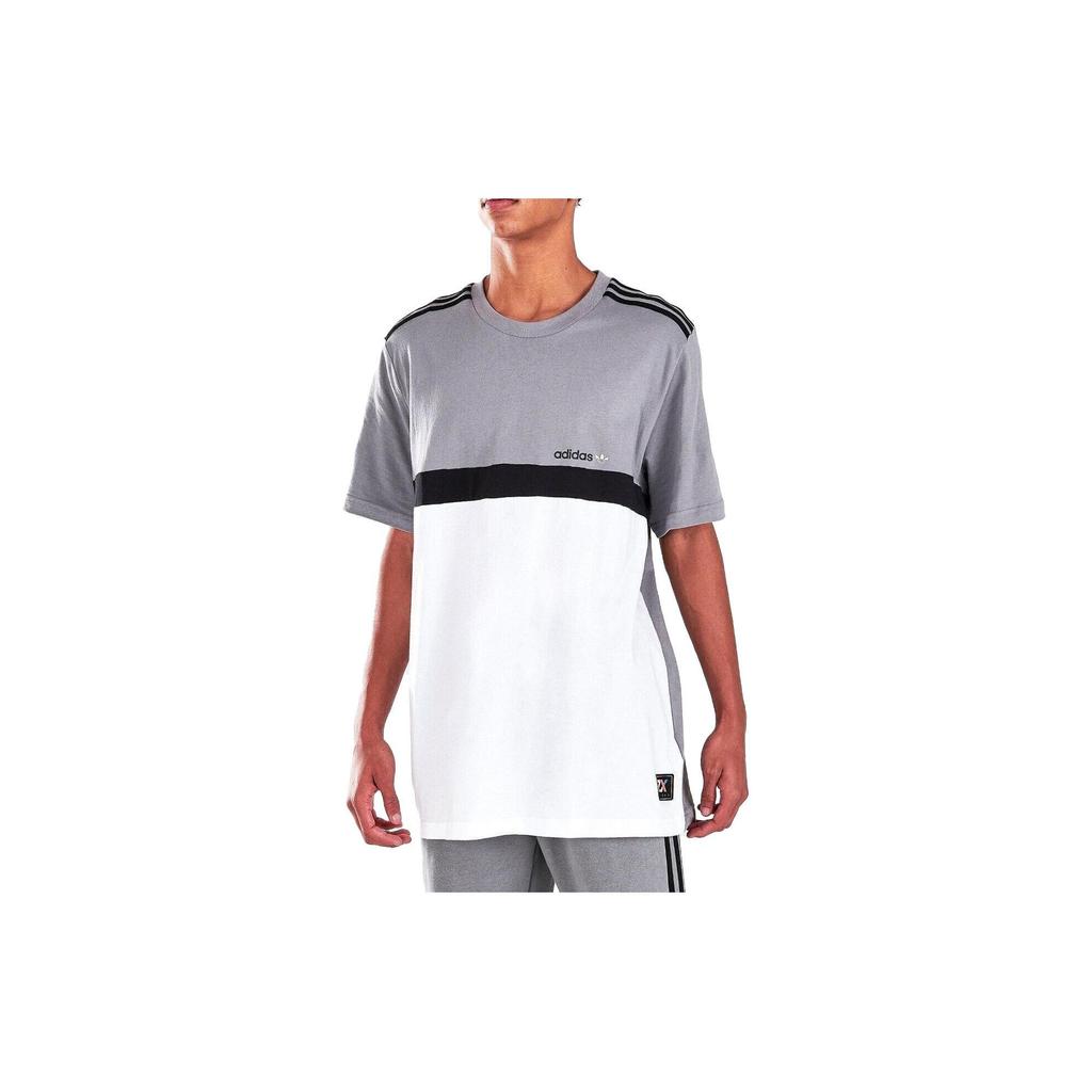 Adidas Color Block Striped Letter Print Crew Neck Short Sleeve T-Shirt Men Tops HE3008