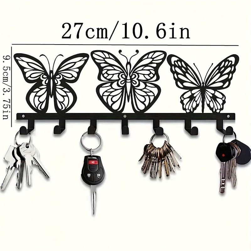 Metal Butterfly Key Holder Wall Mount Hooks Organizer Home Entryway Office
