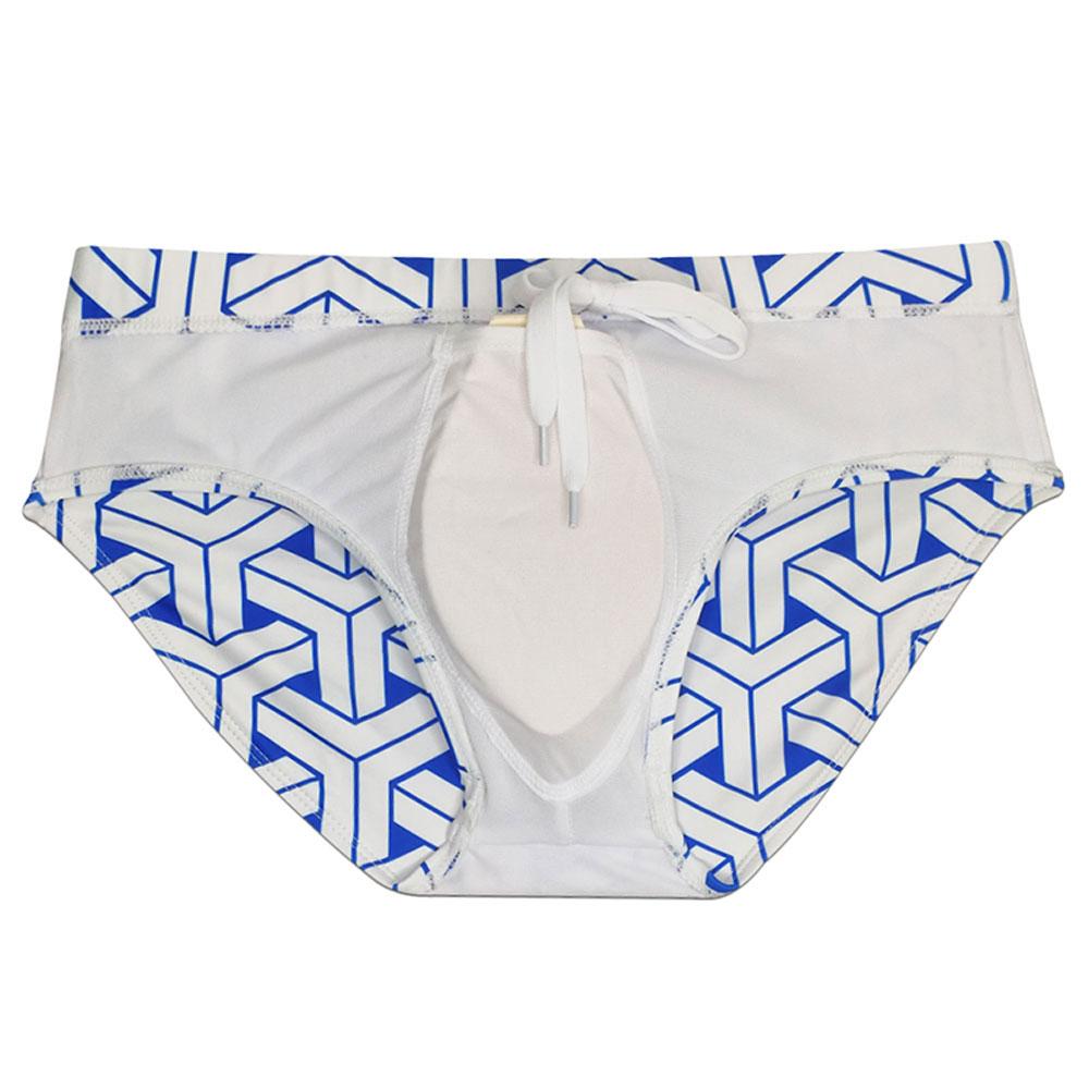 Men Swim Briefs Trunks Color Blocking Fashion Print Tight Fit Sexy Swimwear Beach Wear Tanning Surfing GYM