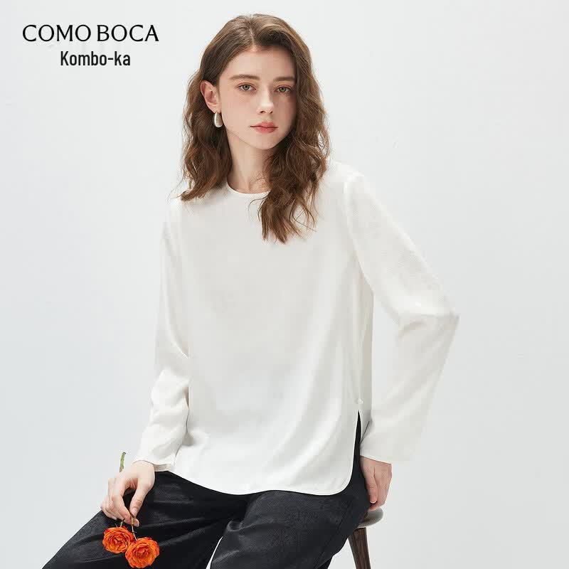 

Komongboca Women s Silk Jacquard Long-Sleeve Blouse 3XL