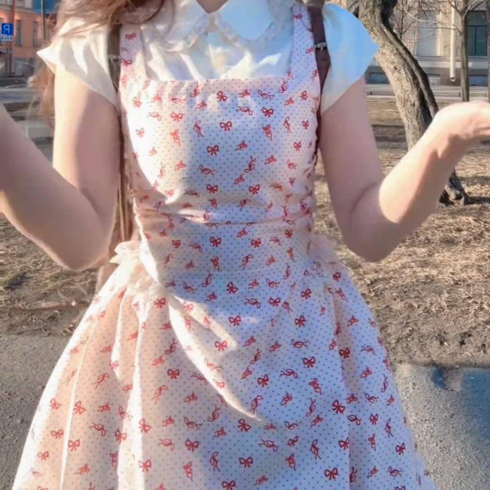 

Милое платье-обманка из двух частей с цветочным принтом, женское летнее платье принцессы для чистой девушки, с завышенной талией, короткая юбка XL- (recommended 110-60kg)