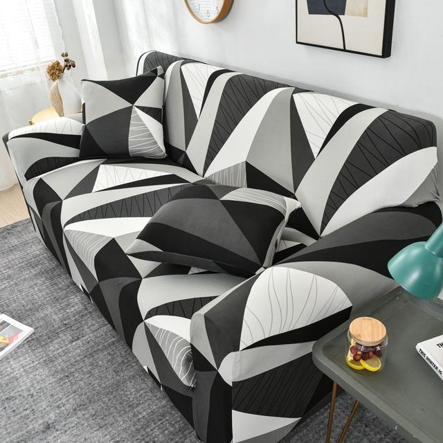 Potah na pohovku s potiskem Geometry Home Dekor Stretch Potahy na pohovku do obývacího pokoje Nešpinavé omyvatelné elastické pohovky