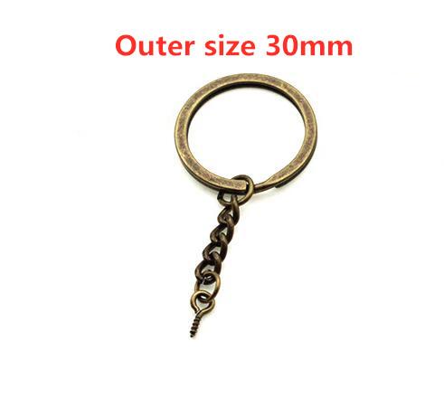 10pcs/lot 25 30mm DIY Key Chains Gold Bronze Color Keyring Keychain Short Chain Split Ring Key Rings Jewelry Finding Accessories