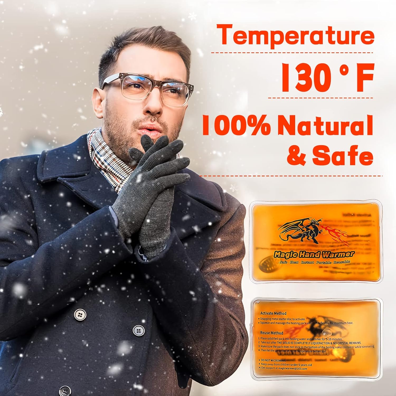 

8 Pack Reusable Hand Warmers, Portable Snap Heat Packs for Outdoor Indoor Use, Great Gift for Adults Kids United States