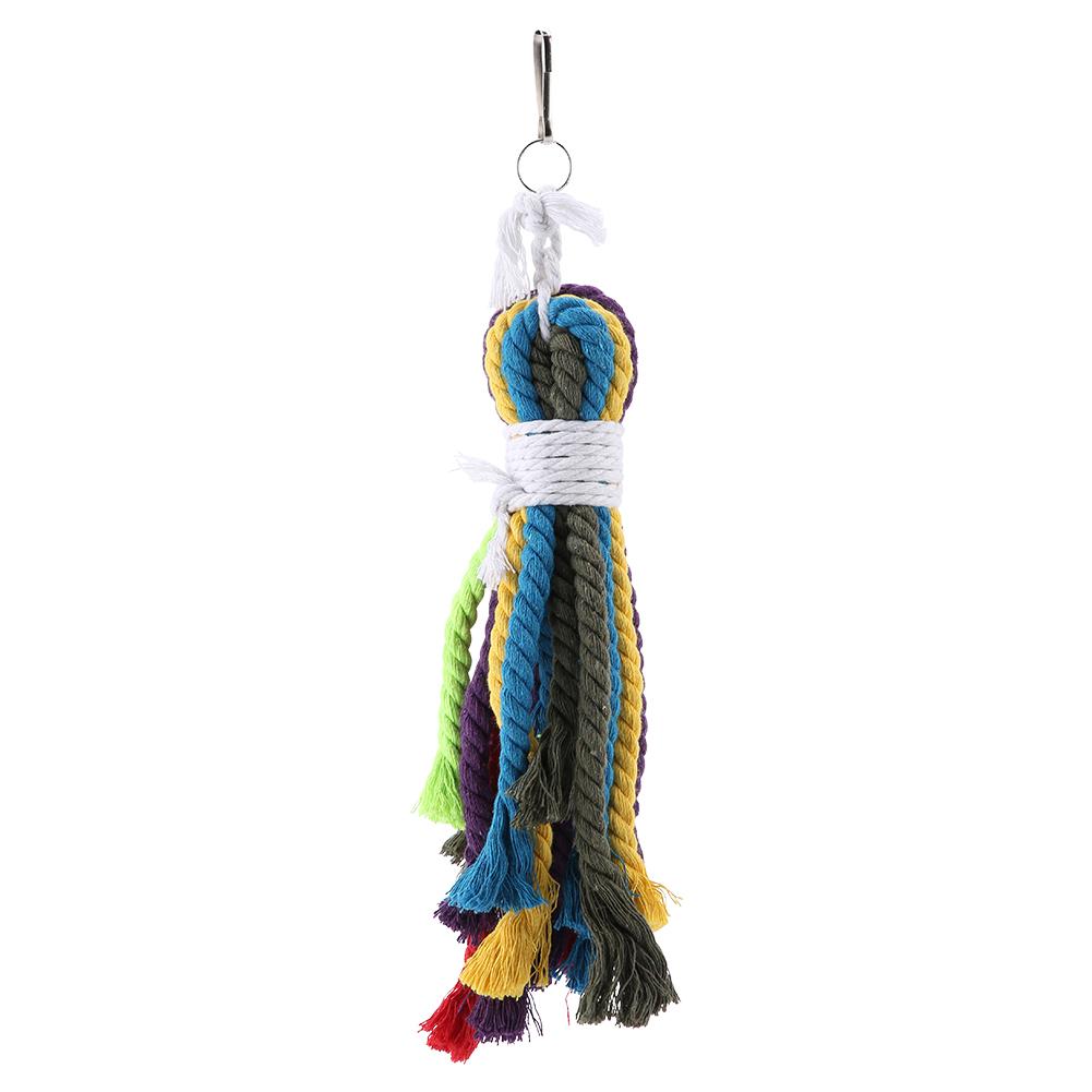 Pets Bird Multi Color Cotton Rope Toy Parrots Cage Chewing Toy Fits Small to Medium sized Birds
