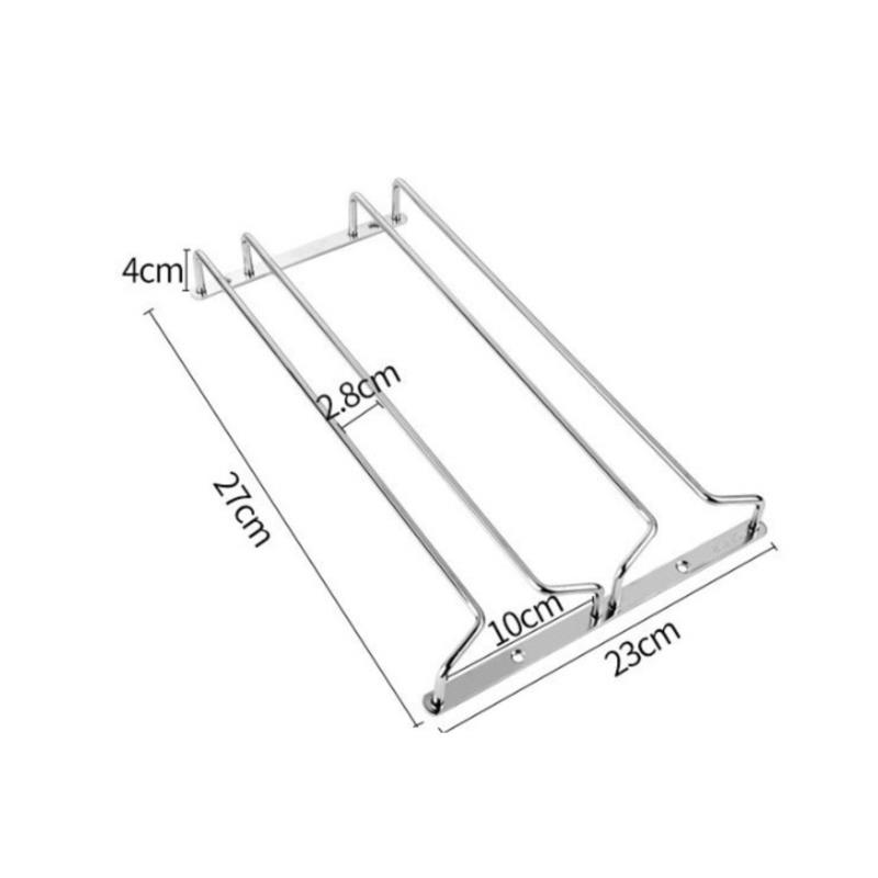 Silver Stainless Steel Wine Rack Glass Holder Hanging Bar Goblet Hanger Shelf