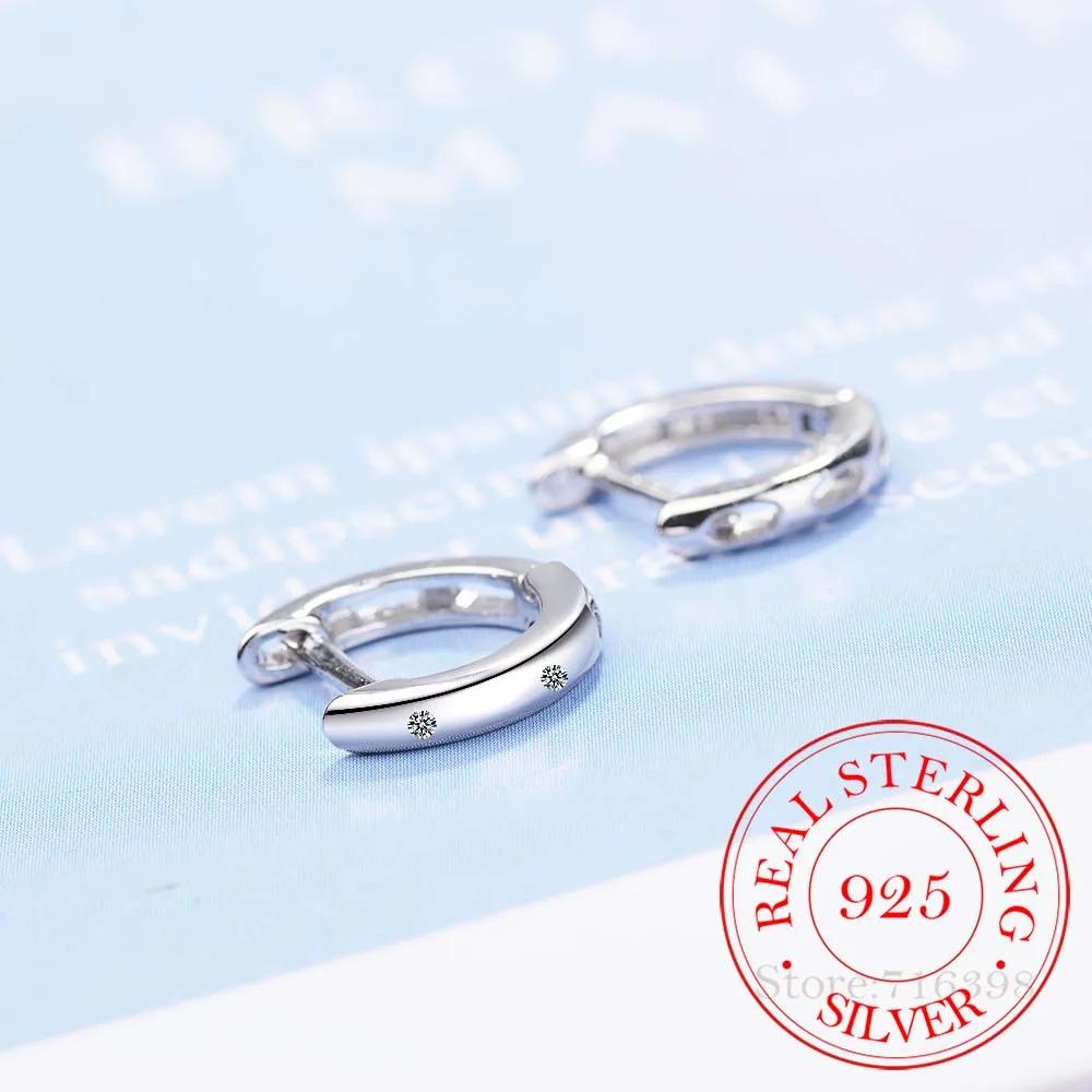 Real 925 Sterling Silver Circle Hoop Earrings Fashion Jewelry for Women Female High Quality