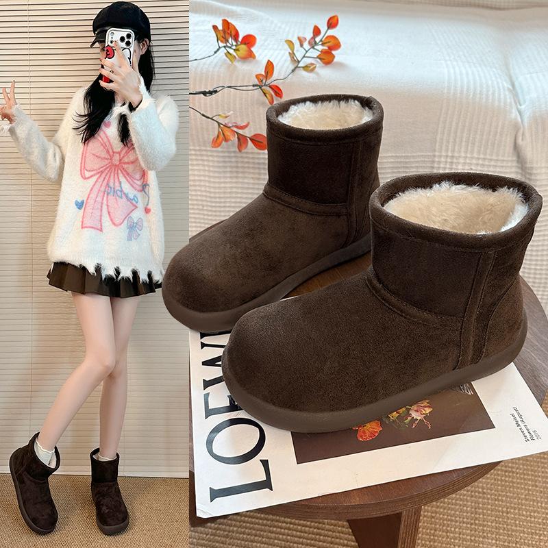 

Bread thick-soled new thickened warm cotton shoes versatile couple snow boots women s non-slip autumn and winter short boots velvet 40 светло-коричневого