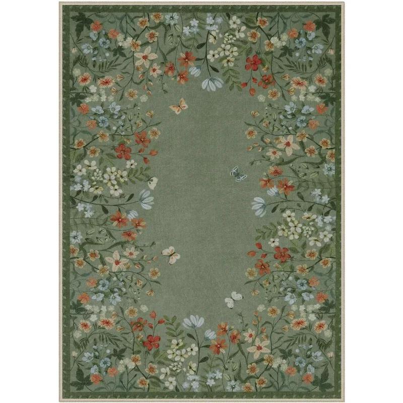 Rug for Bedroom Floral Print Area Living Room Carpet Non-Slip Machine Washable Floor Mat Soft Bedside Rugs