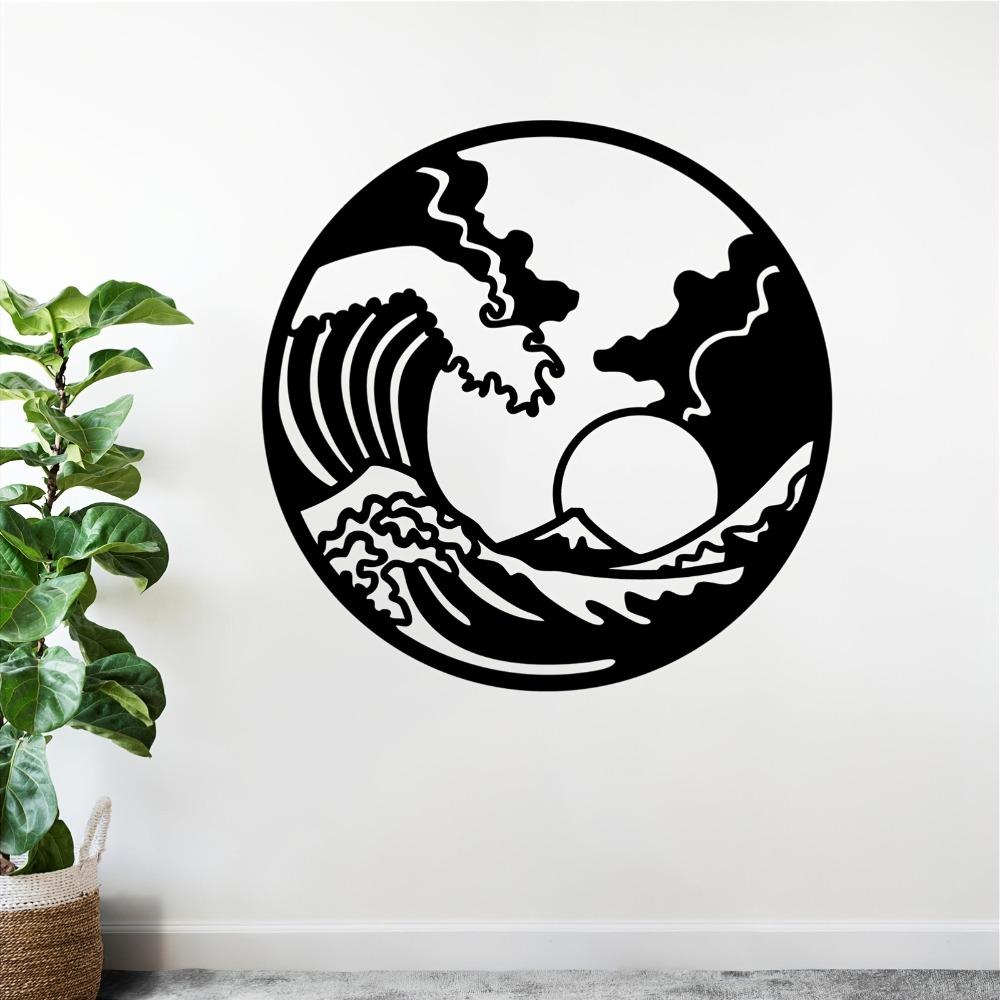 1pc Great Wave Metal Wall Art, Iconic Iron Statue Mural for Beach Party, Ocean Decor, Coastal Home, Backyard Fence, Weather Resistant Nautical Gift