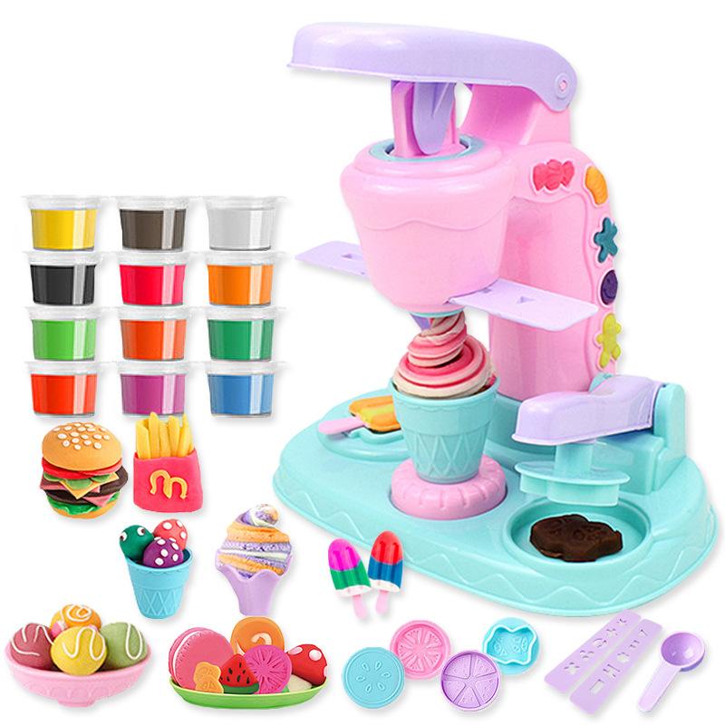 Fun Clay Ice Cream Machine Children Diy Making Ice Cream Dessert Mold Set Baby Educational Toys