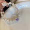 Hot Selling Pearl Beaded Bracelet 2025 New Oval Purple Zircon Pigeon Egg Elastic Rope Bracelet
