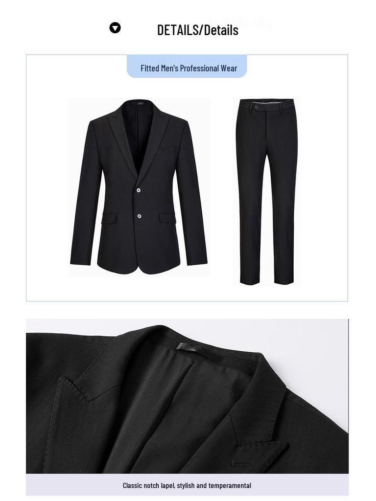 Unisex Professional Blue Suit Set for Civil Servant Interviews, Plus Size Available, Ideal for Hotel Work and Commuting.