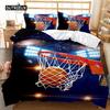 Basketball Duvet Cover Set Twin Size Sports Basketball Fire Pattern Twin Bedding Set Microfiber Quilt Cover for Boys and Teens