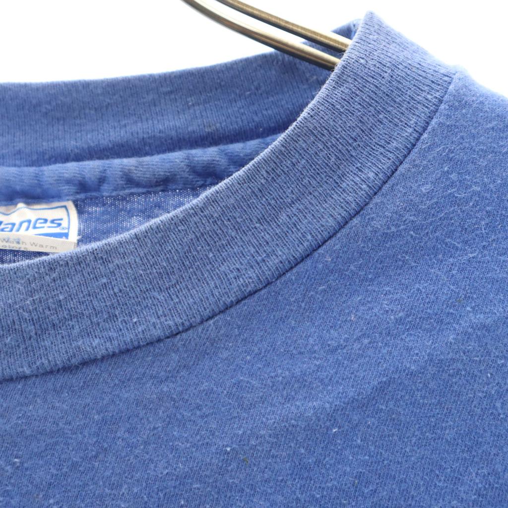 Hanes 80s 90s Made in USA Old Short sleeve T-shirt L Blue BEEFY-T Men's Used