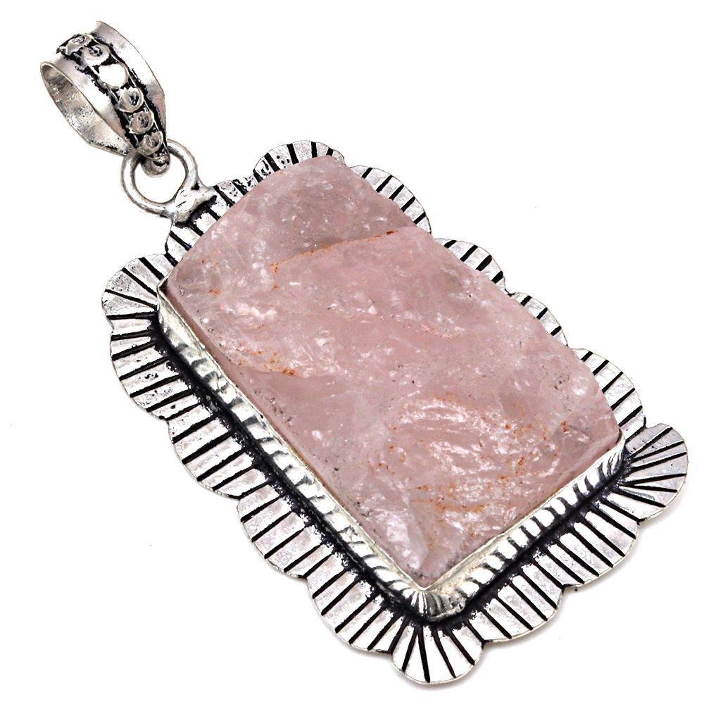 

Necklace Pink Rosequartz Drusy Gemstone Gift For Her Silver Jewelry 2