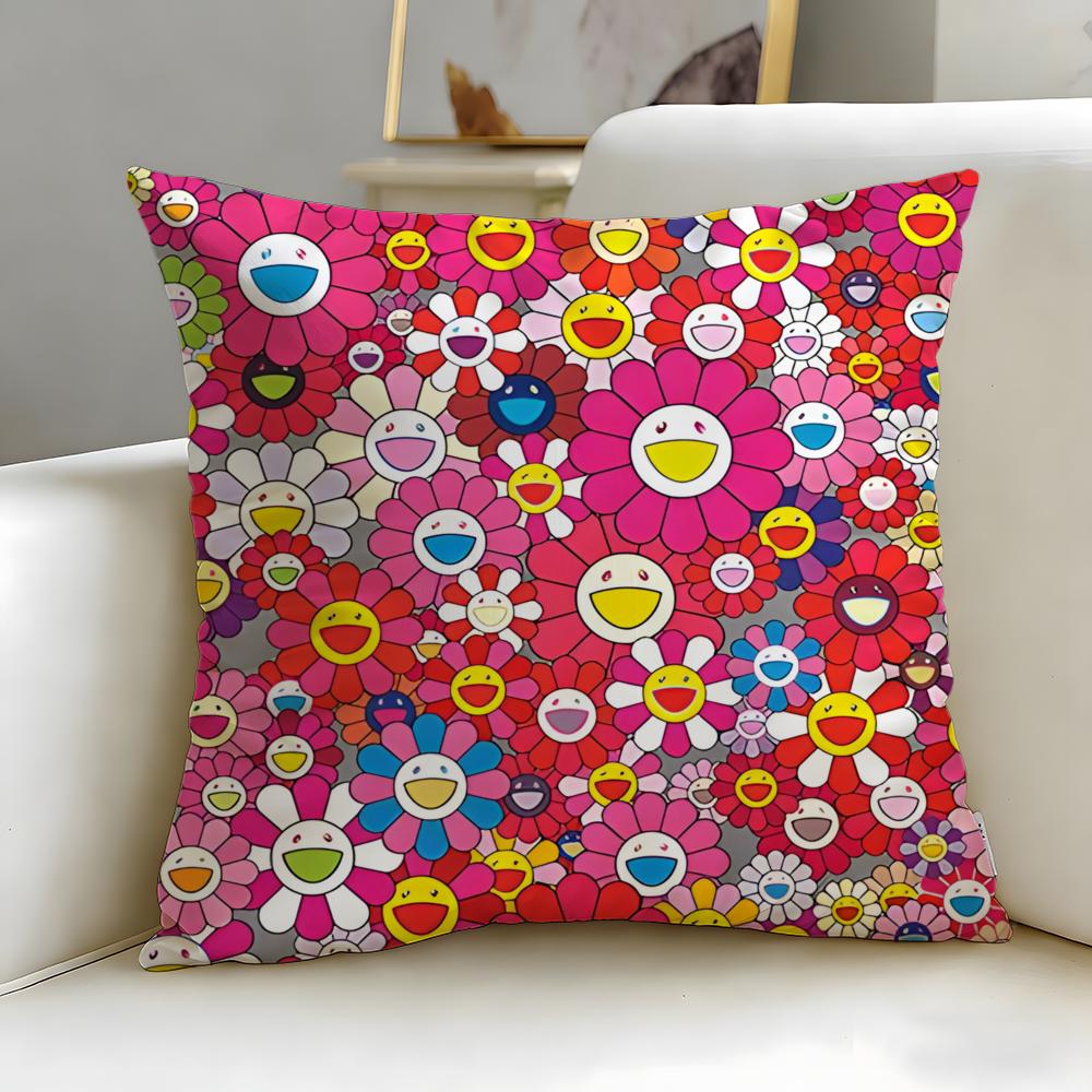 classic artist Takashi Murakami Cushion Cover Soft & Easy-Wash Pillow Case – Versatile for Couch, Bed, Travel and Office