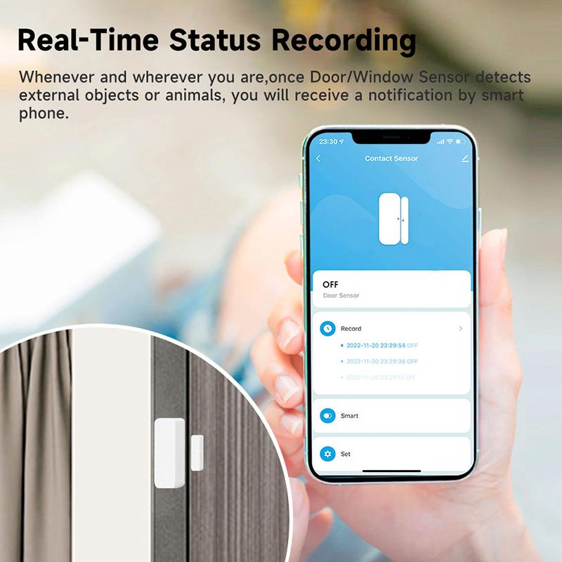 Tuya WiFi Door Sensor Window Sensor Smart Home Wireless Door Detector Door Open / Closed Alarm System for Alexa Google