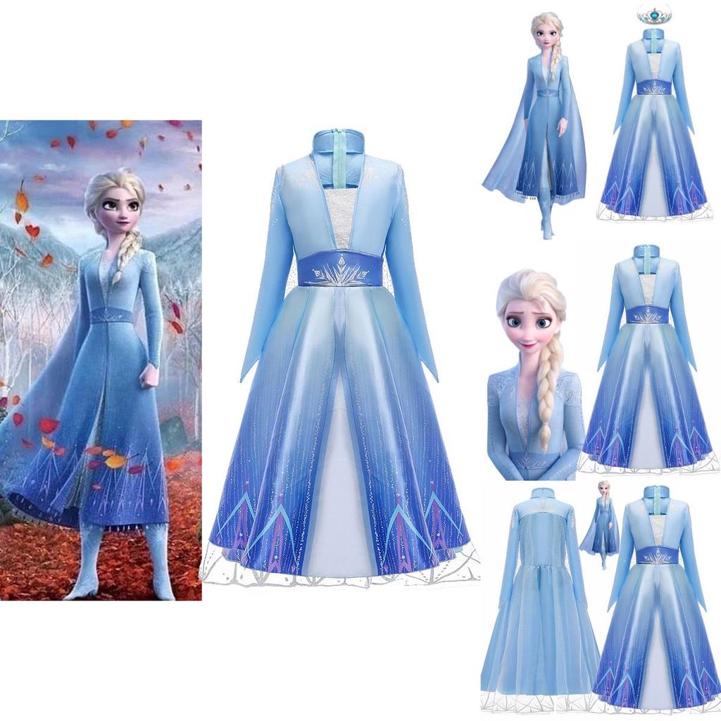 Elegantes Mädchen Frozen 2 Elsa Kleid Schneekönigin Prinzessin Cosplay Kostüm für Kinder 3-10 Jahre
