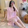 1011 Korean version of princess style dress cute loose artificial cotton loungewear cotton and silk nightdress women's summer thin