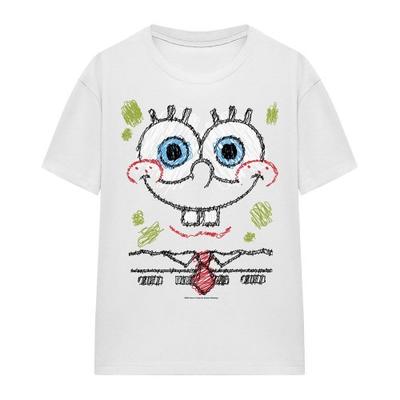 SpongeBob SquarePants Unisex Adult Scribble Smile T-Shirt