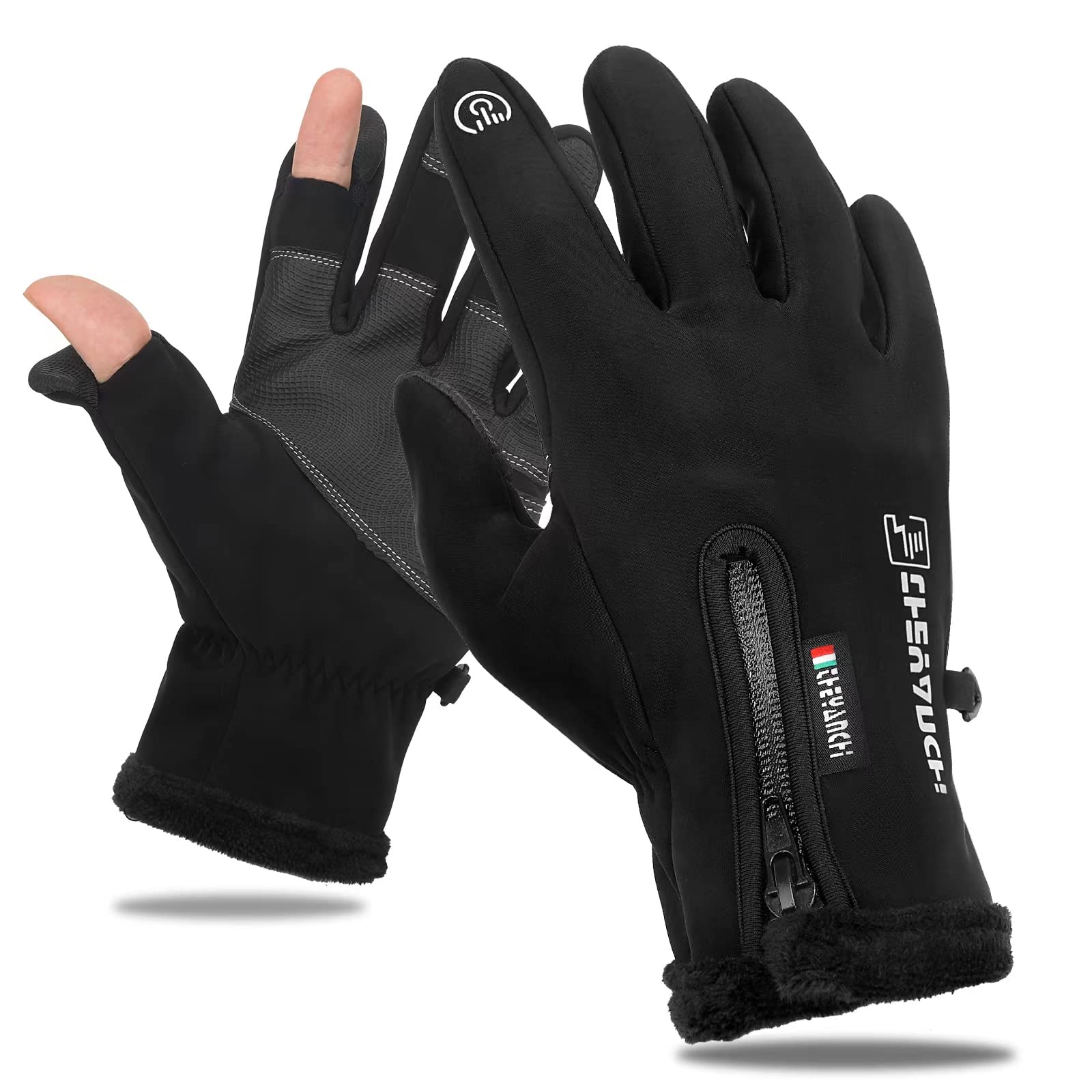 

QAQQVQ Уличные Холодные Велосипедные Рыболовные Перчатки Открытые Тонкие Смартфон Унисекс Перчатки, Погода, Перчатки, [Ветрозащитные, Морозостойкие, Водонепроницаемые, Двупалые чёрный