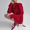 French Temperament Daughter Style Autumn V-neck Bubble Sleeve Dress European and American Long-sleeved Chiffon Short Skirt Women