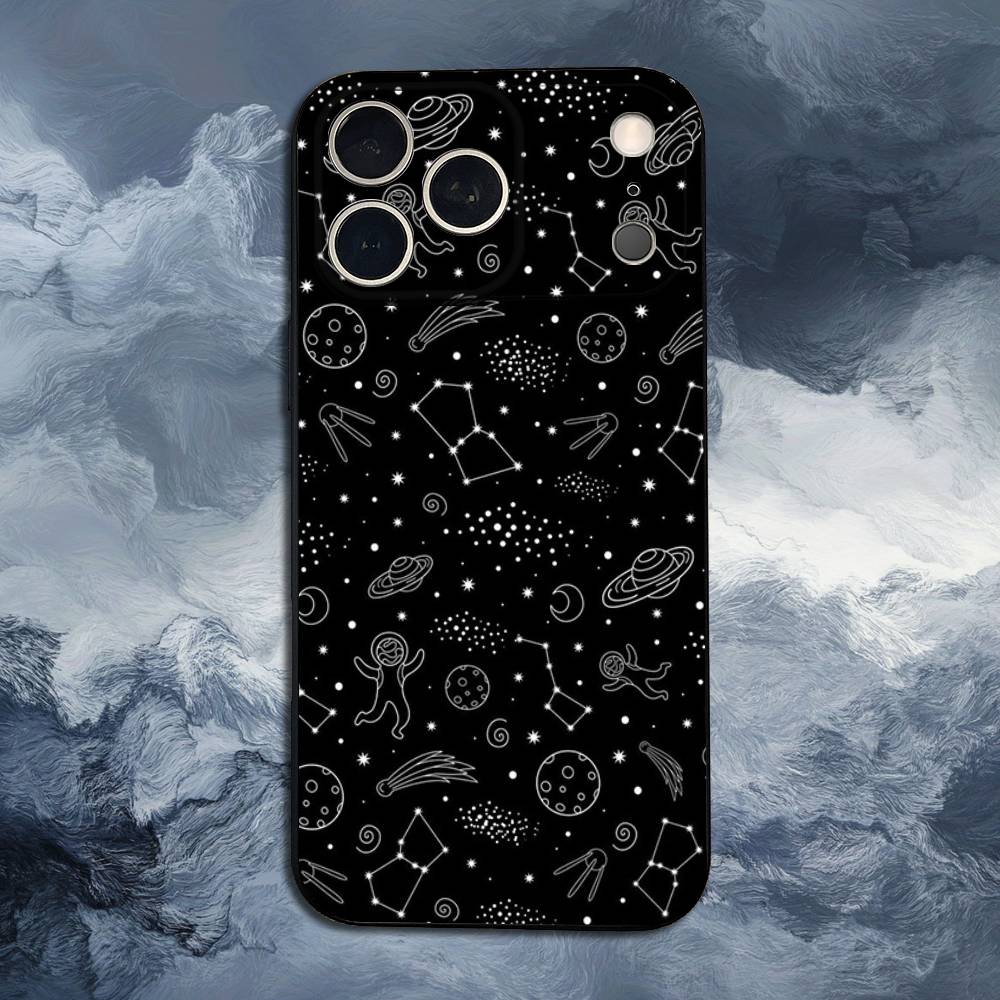 Starry Night Constellations Case For iPhone 12,14,15,16,17,13,11,X,Mini,Plus,Pro Max,8,7,XR,SE,XS,Soft Silicone Black