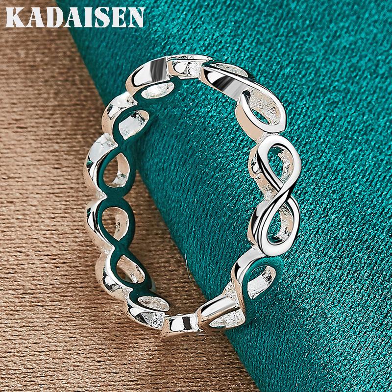 925 Sterling Silver 8 Words 7-10# Ring for Women Wedding Charm Engagement Fashion Jewelry