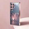Rose Golden Heart Link Pink Glass phone case for Samsung  Galaxy S26 S25 S24 S23 S22 FE Ultra Plus Anti Drop Back Cover