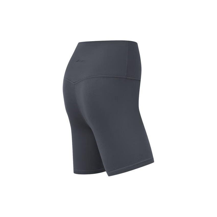 Li Ning Fitness Series Einfarbig Slim High Waist Atmungsaktiv Bequem Sportshorts Damen Shorts Cool-Black AUSU030-3