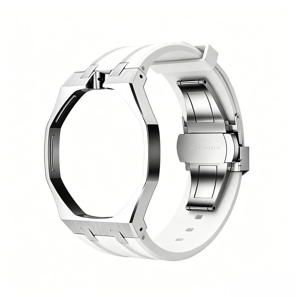 For Swatch X Royal Pop Stainless Steel Watch Case Wear Resist Silicone Sport Replacement Band for Sport Activities Daily Commute