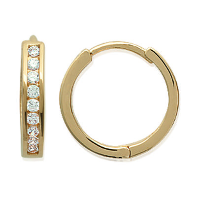 [J7208] - Gold Plated Hoop Earrings 'Déesse' White Gold - 16x3 Mm