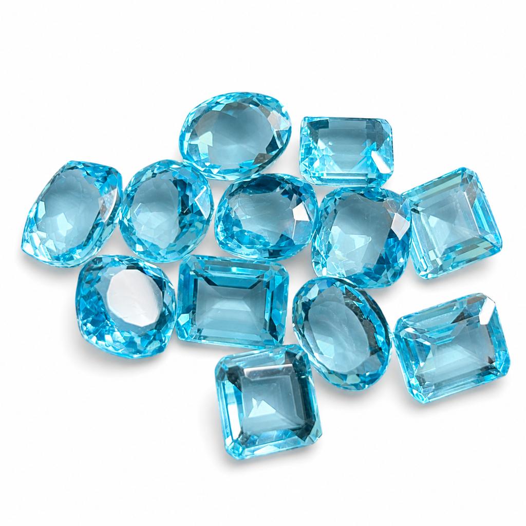 CERTIFIED 100 Ct Natural Blue Aquamarine Mix Shape Rare Mix Lot Loose Gemstone
