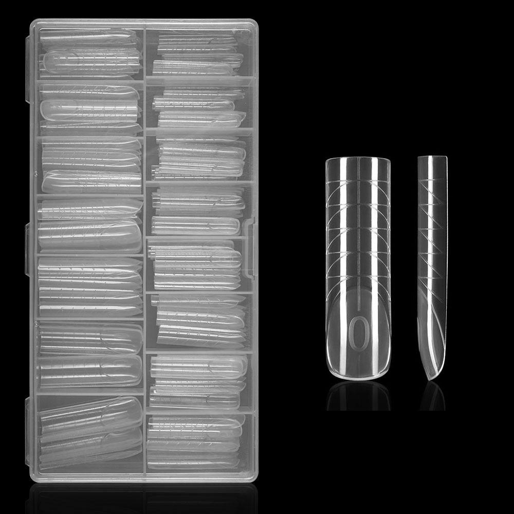 140Pcs/box with Scale Quick Building Gel Mold Square Extended Nail Plate  French Manicure Tools