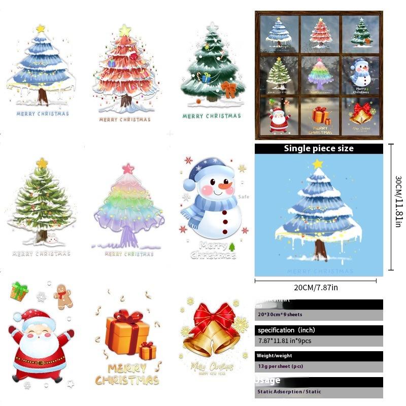 Santa Claus Christmas Ornaments Static Stickers Window Grilles Scene Arrangement Glass Doors Stickers Windows