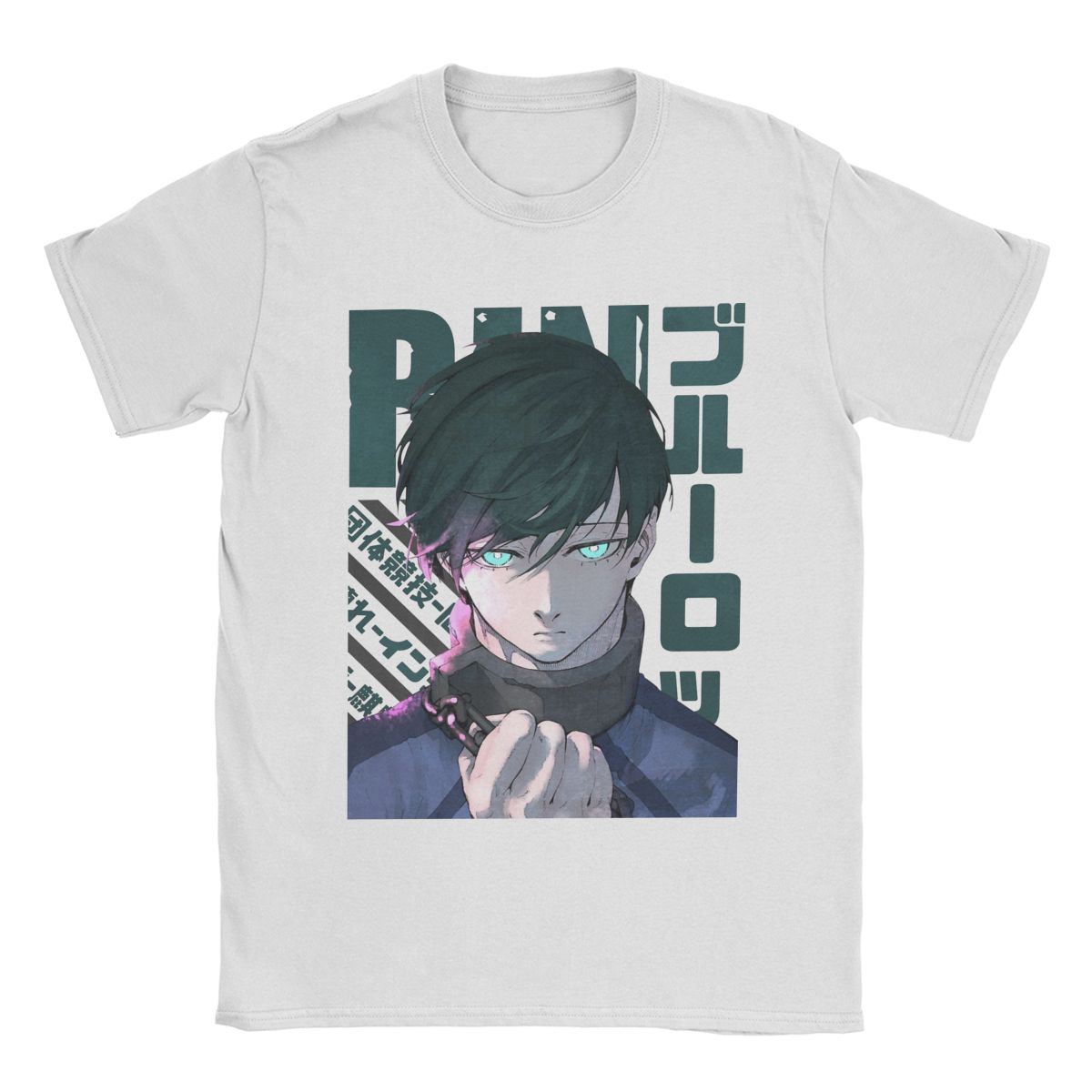 

Мужская футболка синяя Lock Rin Itoshi новинка хлопковые футболки с коротким рукавом футболка с круглым вырезом одежда лето S белый