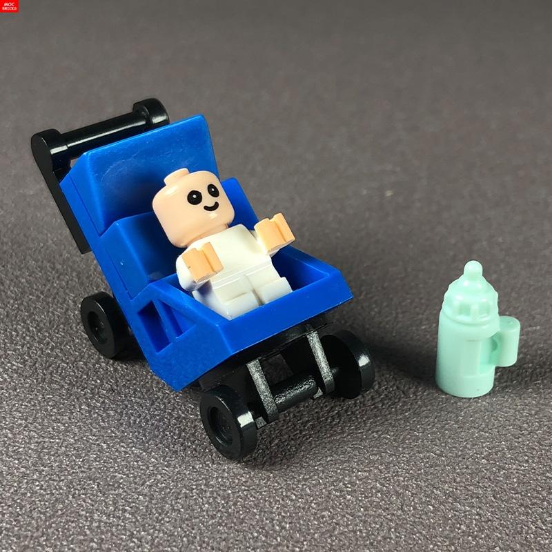 MOC Bausteine Baby Kinderwagen Kinderwagen Flaschenhalter Bildungsbausteine Kinder Mädchen Spielzeug Geschenk
