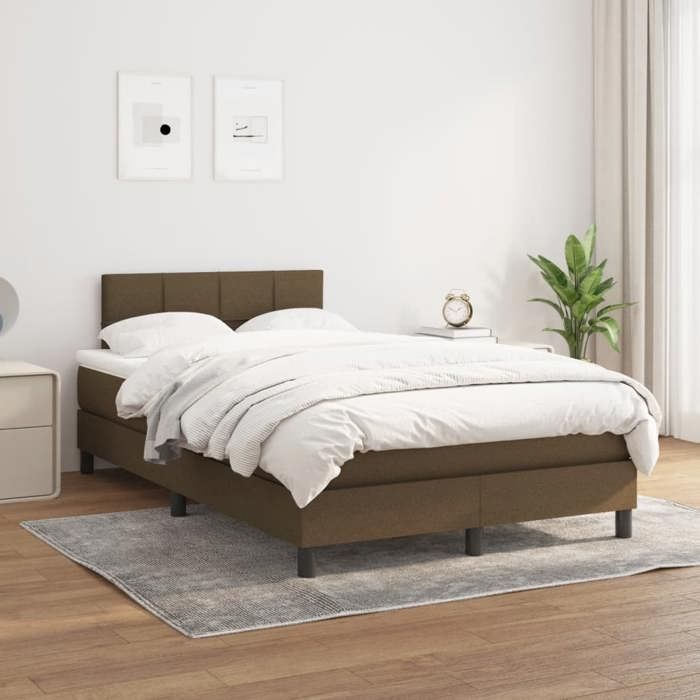 Maison Exclusive - Sommier à lattes de lit et matelas marron foncé 120x190cm tissu
